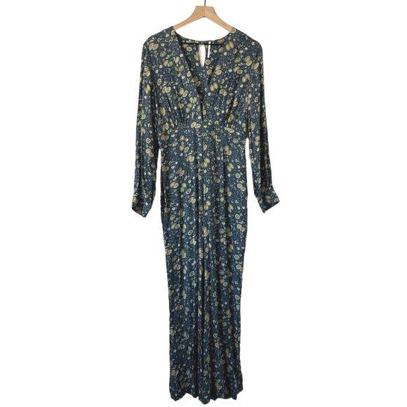 Free People Some Like it Hot Jumpsuit Floral Midnight Combo Size 4 - Picture 4 of 13